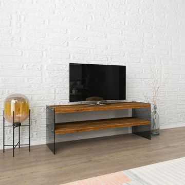 [en.casa] Tv-meubel Laihia 45x120x35 cm houtkleurig en transparant