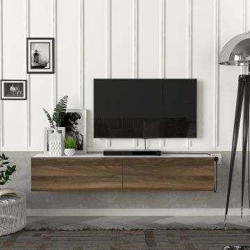 [en.casa] Tv-meubel Toivakka zwevend 135x31x25 cm wit en walnootkleurig