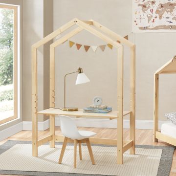 [en.casa] Kinderbureau Suså 160x110x50 cm verstelbaar houtkleurig