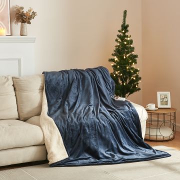 [en.casa] Elektrische deken Archi warmtedeken 200x150 cm donkerblauw