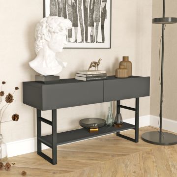 [en.casa] Console tafel sidetable Lappeenranta 139x43x76cm antraciet en zwart