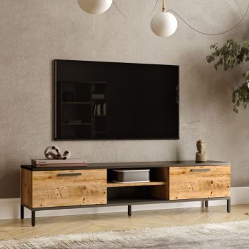 [en.casa] Tv-meubel Lempäälä 160x35x39cm eiken rustiek en antraciet