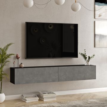 [en.casa] Tv-meubel Lapinlahti 180x31,5x29,5cm zwart en betonkleurig