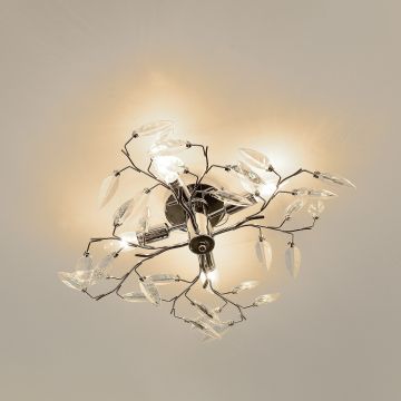 Plafondlamp Kira met kristallen 15xØ47,5 cm chroom 4xE14