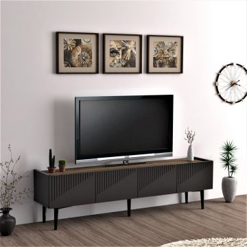 [en.casa] TV meubel Oppdal 45x154x37 cm antraciet en walnootkleurig