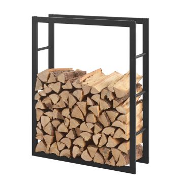 Stalen brandhoutrek houtopslag zwart voor ca. 0,2 m³ hout