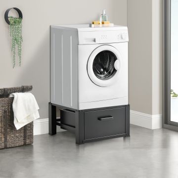 Wasmachine sokkel verhoger met lade 63x54x31 tot 150 kg zwart