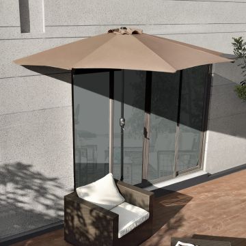 Parasol halfrond voor balkons of terrassen 300x150x230 beige