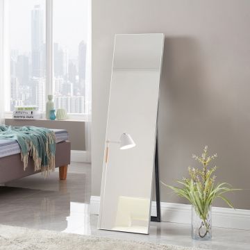 [en.casa] Spiegel vrijstaand Barletta verstelbaar 150,6x35,6 cm zilverkleurig