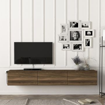 [en.casa] Tv-meubel Vihti zwevend 180x31x29,5 cm walnootkleurig