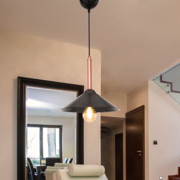 [lux.pro] Hanglamp Hempstead E27 zwart en koperkleurig