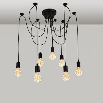 Design hanglamp Brussel vintage 7xE27 zwart