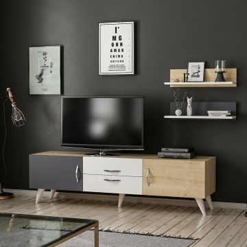 [en.casa] TV meubel met 2 planken Hadsten 160x31x31 cm meerkleurig