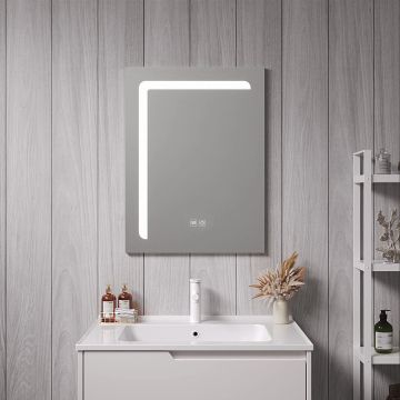 [pro.tec] Spiegel Chambave met LED verlichting 60x45x3 cm zilverkleurig