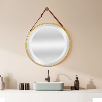 [pro.tec] LED spiegel Picerno rond goudkleurig - 4 varianten