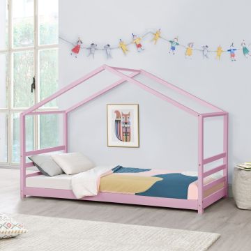 Kinderbed houten bed huisbed met bedbodem 90x200 cm - verschillende kleuren