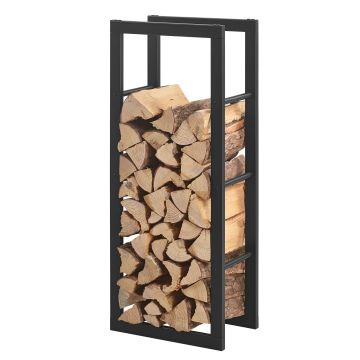 Stalen brandhoutrek houtopslag zwart voor ca. 0,1 m³ hout