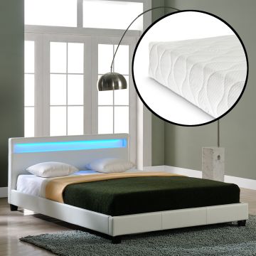 Bed Parijs kunstleer met matras LED-verlichting en bedbodem - 18 varianten
