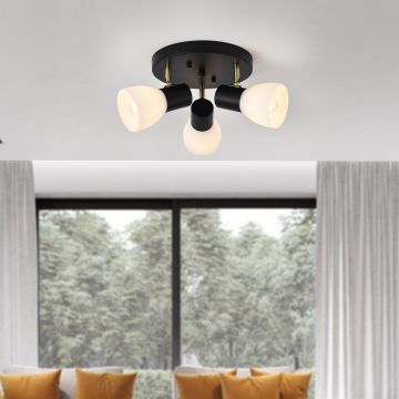 lux.pro Design plafondlamp Abbey 12x34 cm 3xE14 zwart goudkleurig wit