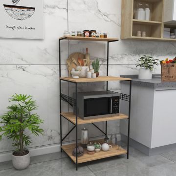 [en.casa] Keukenkast Botkyrka open kast 124x60x46 cm zwart en houtkleurig