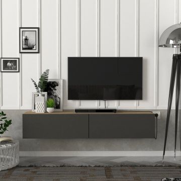 [en.casa] Tv-meubel Toivakka zwevend 135x31x25 cm eiken en antraciet