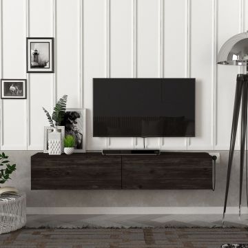 [en.casa] Tv-meubel Toivakka zwevend 135x31x25 cm eiken zwart