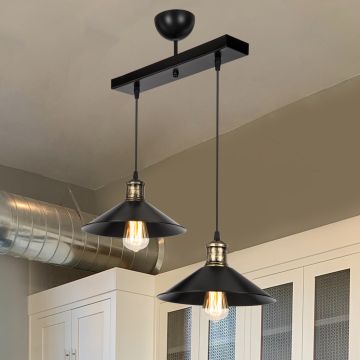 lux.pro] Hanglamp Crosby 2xE27 zwart en bronskleurig antiek