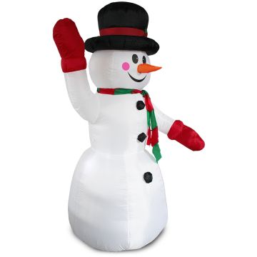 Verlichte Sneeuwpop opblaasbaar met knipperende LED's 2,4 m