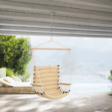 [en.casa] Katoenen hangstoel Bariloche max 100 kg beige