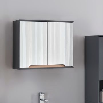 [en.casa] Badkamerkast met spiegel Gescher 49,5x60x20 cm grijs en houtkleurig