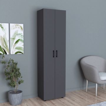 [en.casa] 2-deurs kast Åsnes met planken 178x49x32 cm antraciet