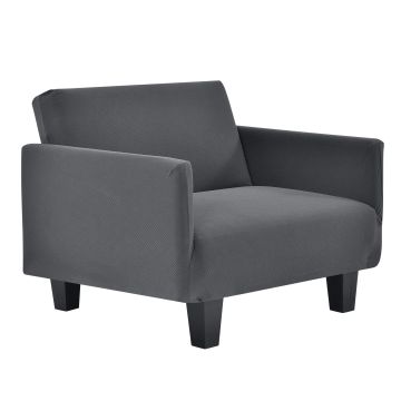 Stertch meubelhoes voor fauteuil polyester donkergrijs 