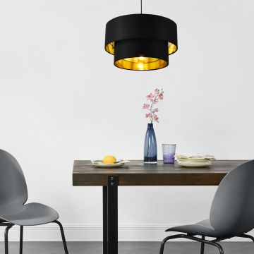 Design hanglamp Lopar 149 cm metaal en stof E27 Ø40 zwart