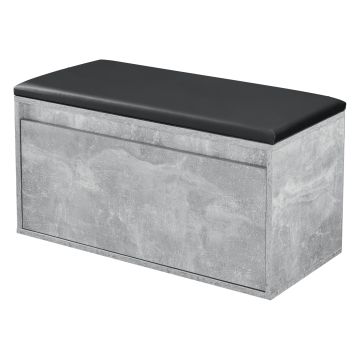 Opbergbank schoenenkast met lade 80x39x45 cm beton zwart