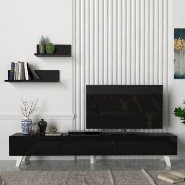 [en.casa] TV-meubel met plankenset Saarijärvi zwart