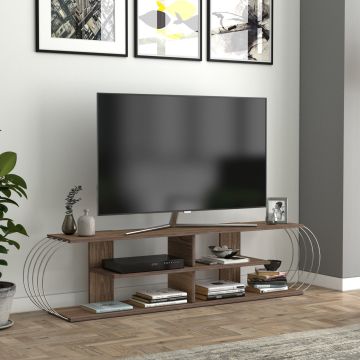 [en.casa] TV meubel Robertsfors 180x31x42 cm walnootkleurig en chroom