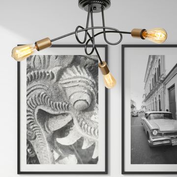 [lux.pro] Plafondlamp plafonnière Kingswinford E27 zwart en koperkleurig - 2 varianten