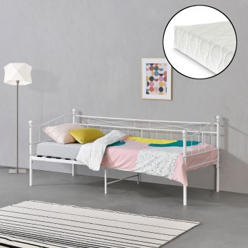 Eenpersoons slaapbank Arjeplog met matras 90x200 cm wit