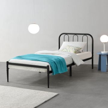Stalen bed Hanko bedframe met bedbodem 90x200 cm zwart