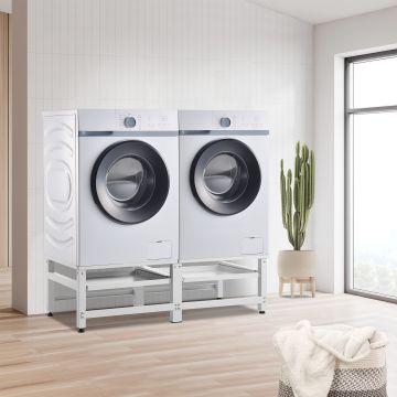 [en.casa] Wasmachine sokkel dubbel Bothel verhoger met planken