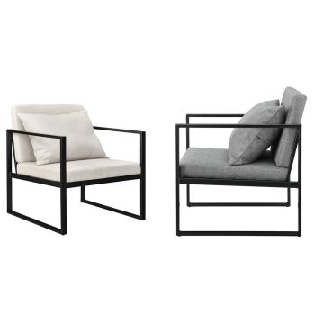 Design fauteuil met kussens 70x60x60 cm set van 2 - 2 varianten