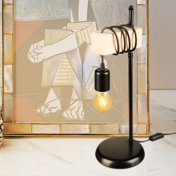 [lux.pro] Tafellamp bureaulamp Chatham E27 zwart en houtkleurig