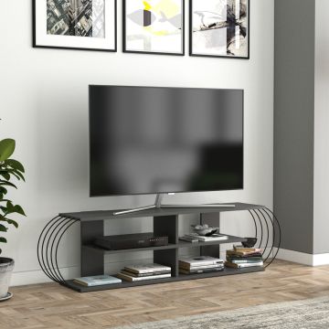 [en.casa] TV meubel Robertsfors 160x31x42 cm antraciet en zwart