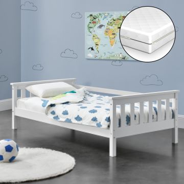 Kinderbed Nuuk met matras en uitvalbeveiliging 80x160 wit