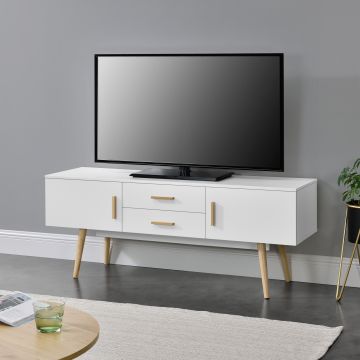 TV meubel Alavus tv kast met 2 lades 140x40x56 cm wit