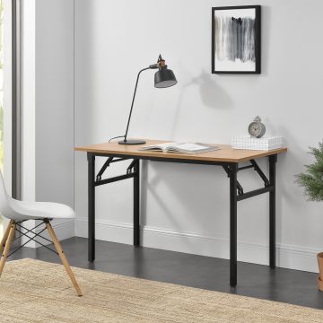 Eettafel bureau 120x60x75 - 76,4 cm opvouwbaar verstelbaar beuken en zwart