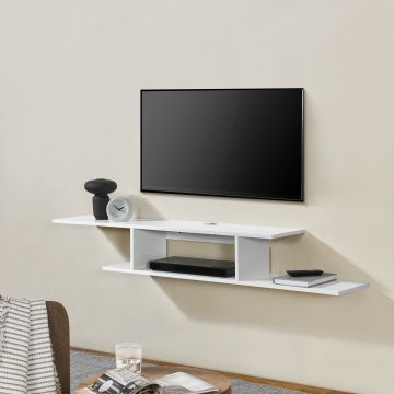 [en.casa] TV wandplank Støvring 21x150x25 cm wit