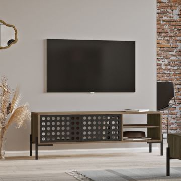 [en.casa] Tv-meubel Lemi 144x40x49cm eiken grijs en antraciet
