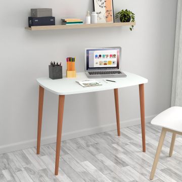 [en.casa] Bureau Kongsberg laptoptafel 70x90x60 cm wit en houtkleurig