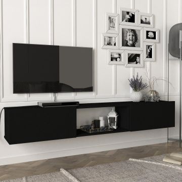 [en.casa] Tv-meubel Paltamo zwevend 180x31x29,5 cm zwart